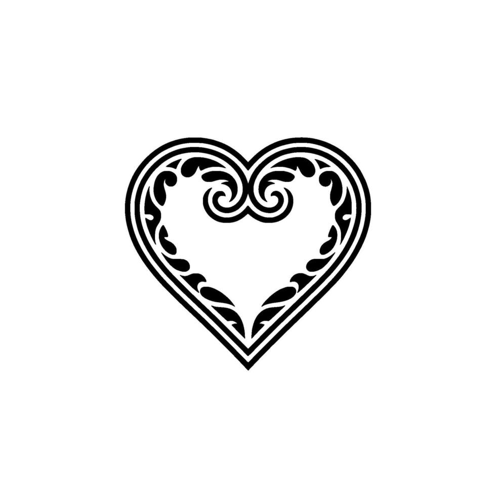 Intricate Black Heart Ornament, Elegant - Classic vector