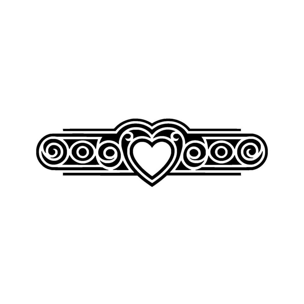 Intricate Heart Ornament, Vintage Style Border - Decorative vector