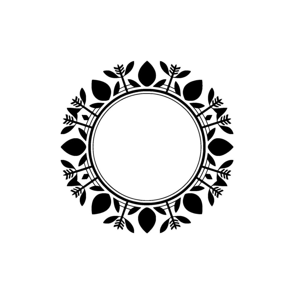 Minimalist Botanical Circle Frame, Elegant - Leaves vector