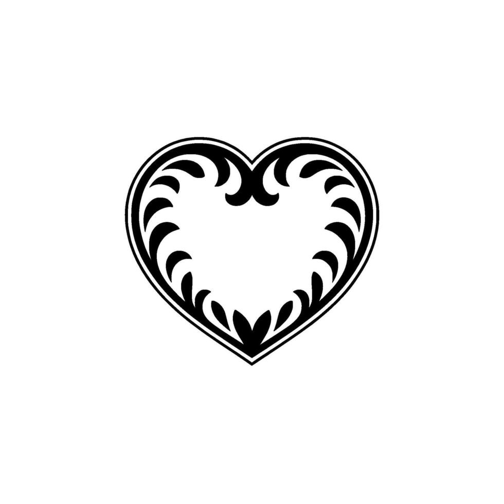 Intricate Heart Emblem, Decorative Outline, Vintage Style vector