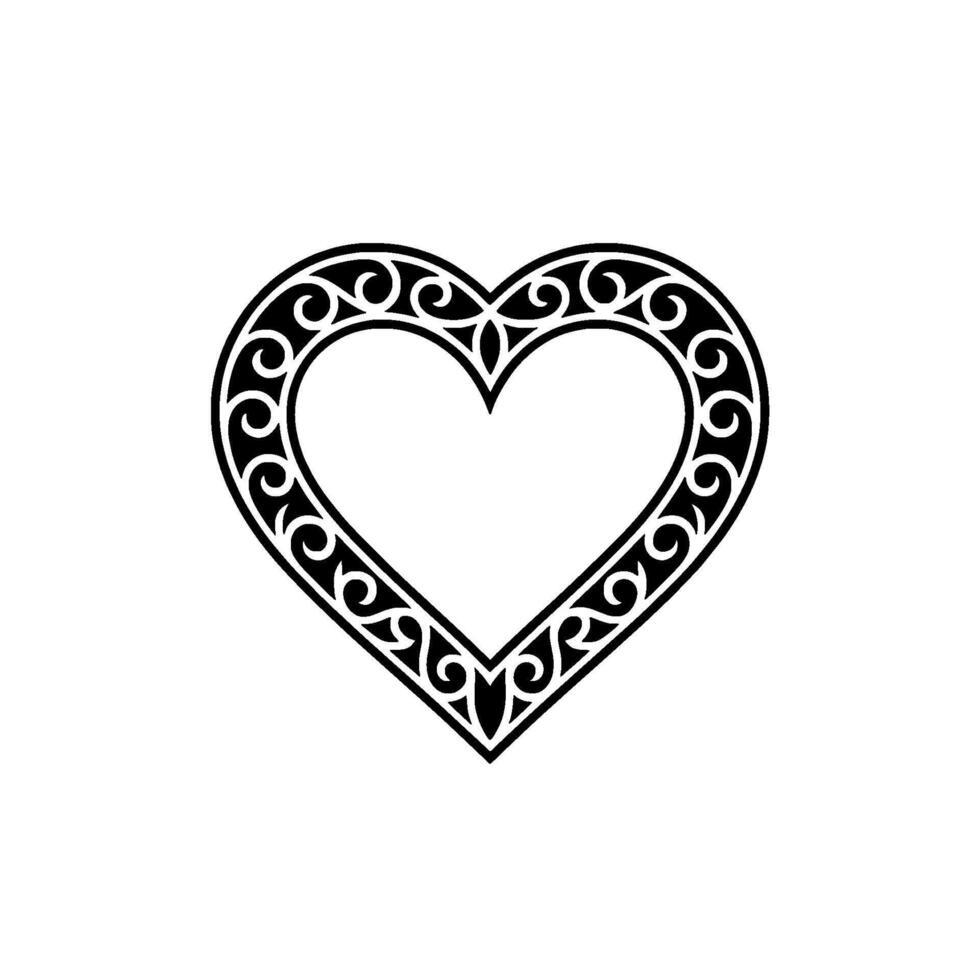 Intricate Black Heart Ornament, Elegant Border - Vintage vector