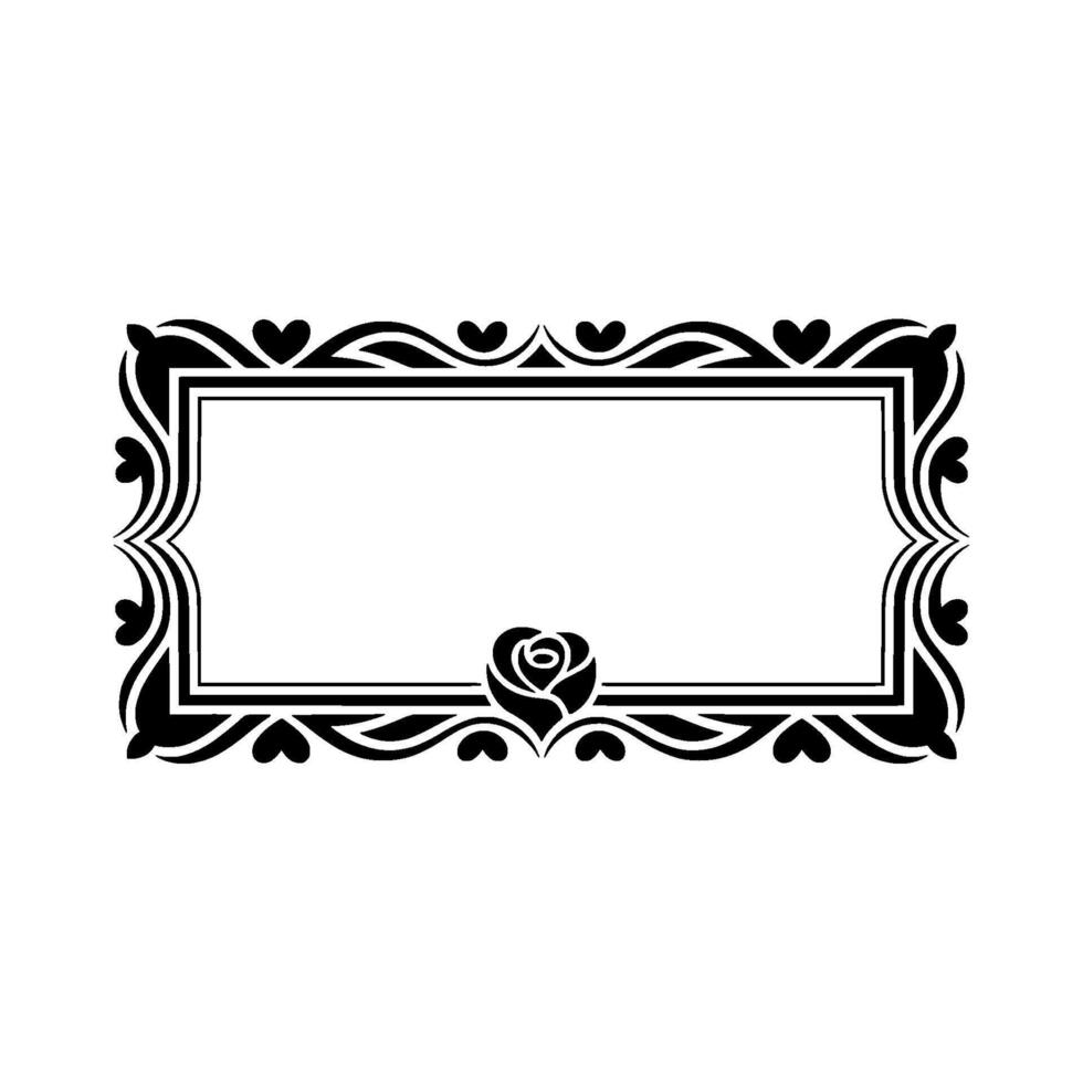 Elegant Black Floral Frame, Vintage Element - Rose, Heart vector