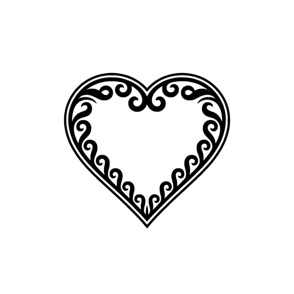 Intricate Heart Ornament, Elegant Black White - Pattern vector