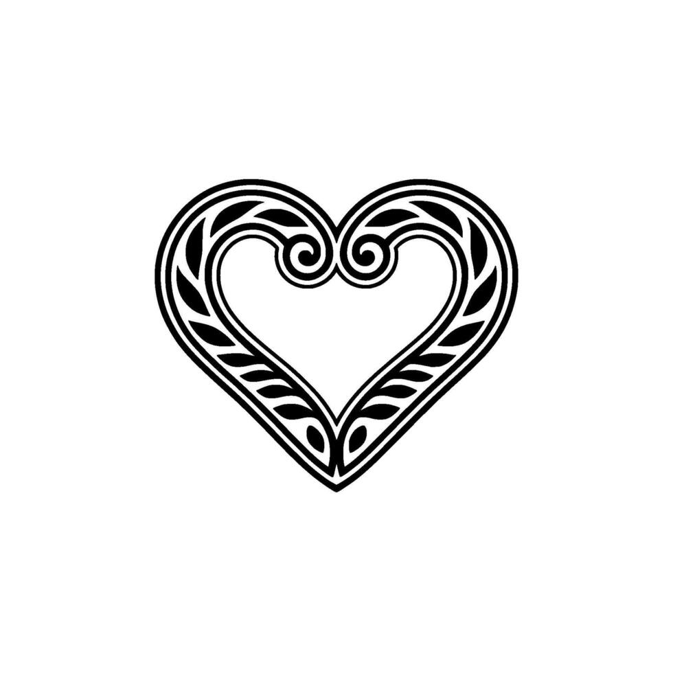 Intricate Black Heart Ornament, Vintage Style - Scroll vector