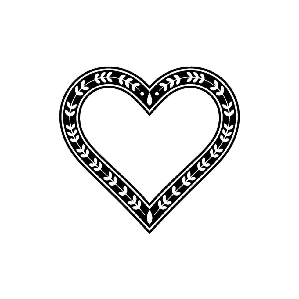 Elegant Heart Frame, Decorative Border, Vintage Illustration vector
