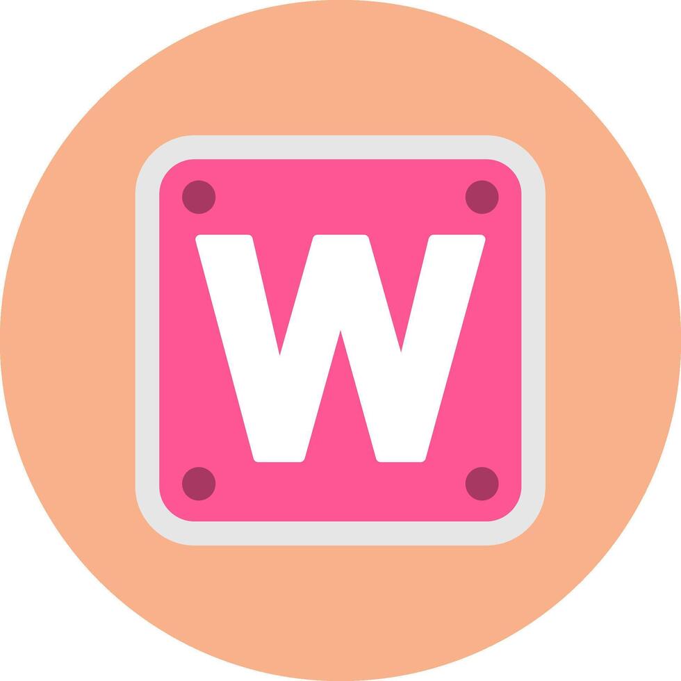 Letter W Simple Badge Piece vector