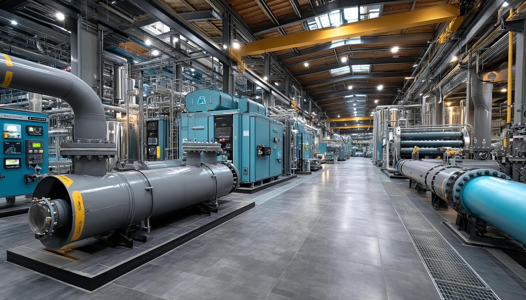 Industrial machinery and piping in facility photo
