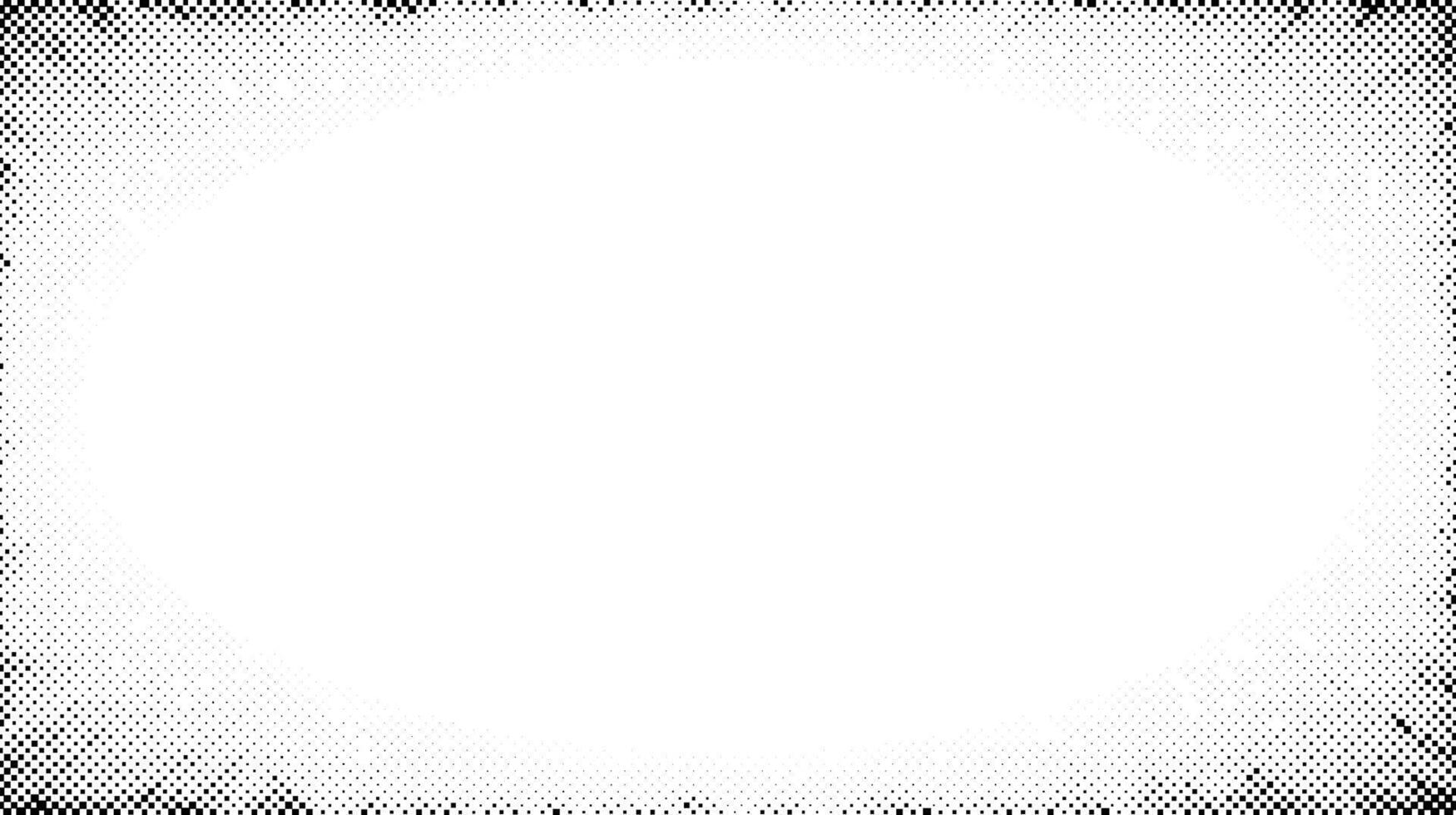 Halftone radial texture. Comic style grain background. Pop art faded textured frame. Grunge sand speckles effect. Dotted particles print wallpaper. Pixelated gradient backdrop vector