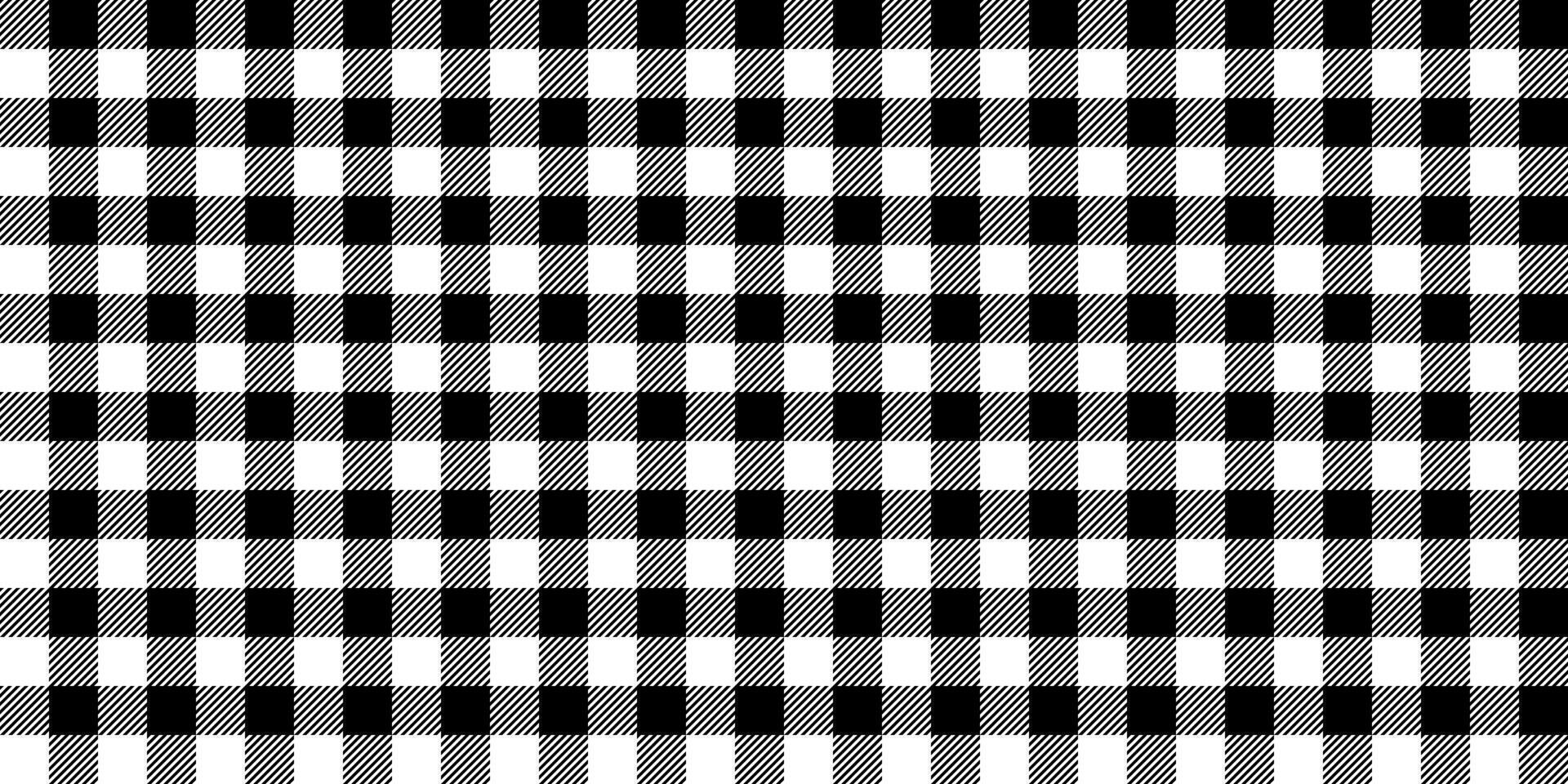 Gingham seamless pattern. Black and white vichy background texture. Checkered tweed plaid repeating wallpaper. Fabric design vector