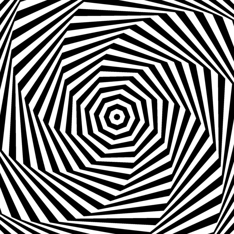Optical illusion background. Black and white abstract geometric surface. Poster design. Torsion illusion wallpaper. vector