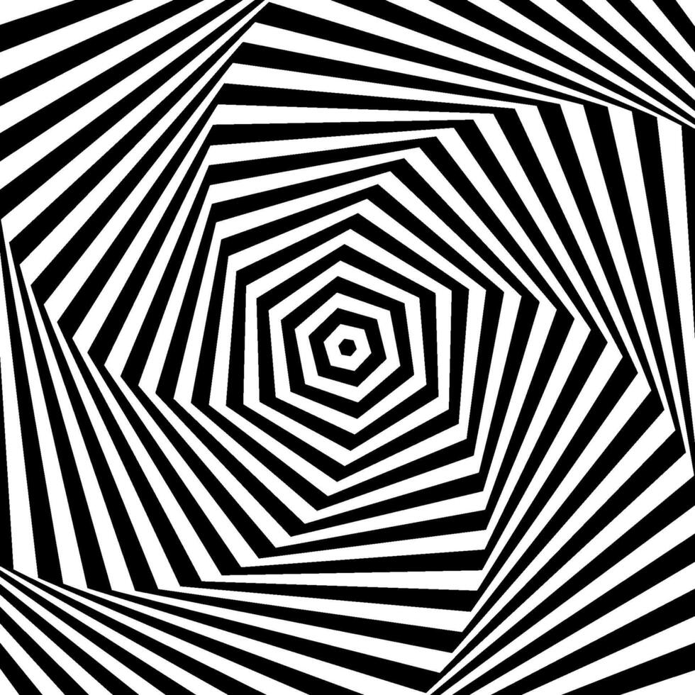 Optical illusion background. Black and white abstract geometric surface. Poster design. Illusion wallpaper vector