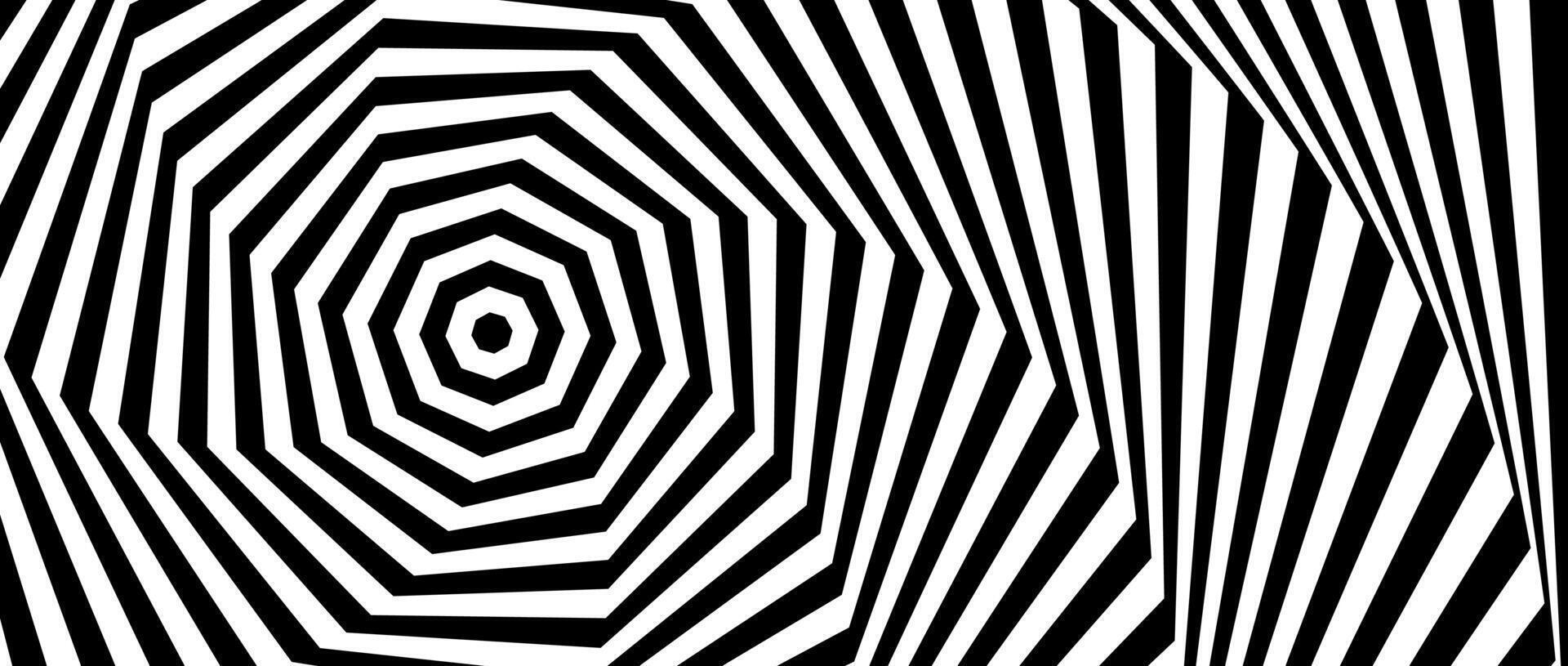 Optical illusion background. Black and white abstract geometric spiral surface. Poster design. vector
