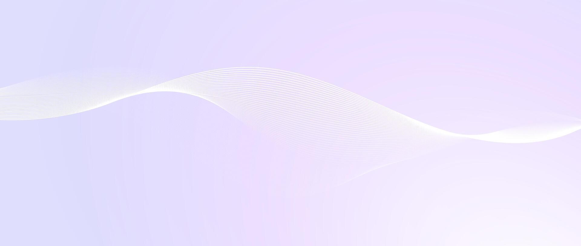 Flowing undulate lines design. Abstract smooth curved stripes template. White fluid wave on purple background. Horizontal wallpaper vector