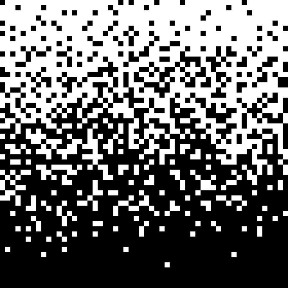 Pixelated halftone gradient noise. Fading pixel texture. Dissolving black and white wallpaper background vector