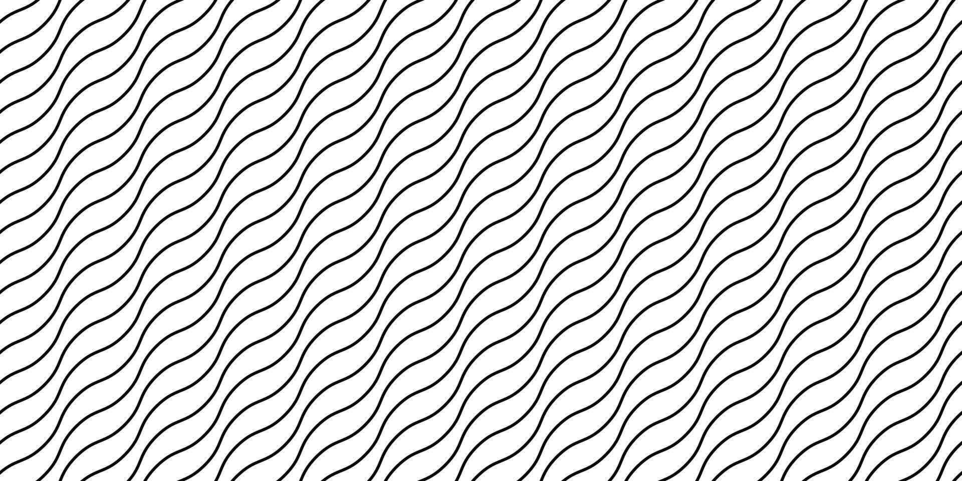 Wavy lines seamless pattern. Undulate stripes repeating background. Black and white diagonal waves texture. Simple curved wallpaper. Textile and fabric swatch design template vector
