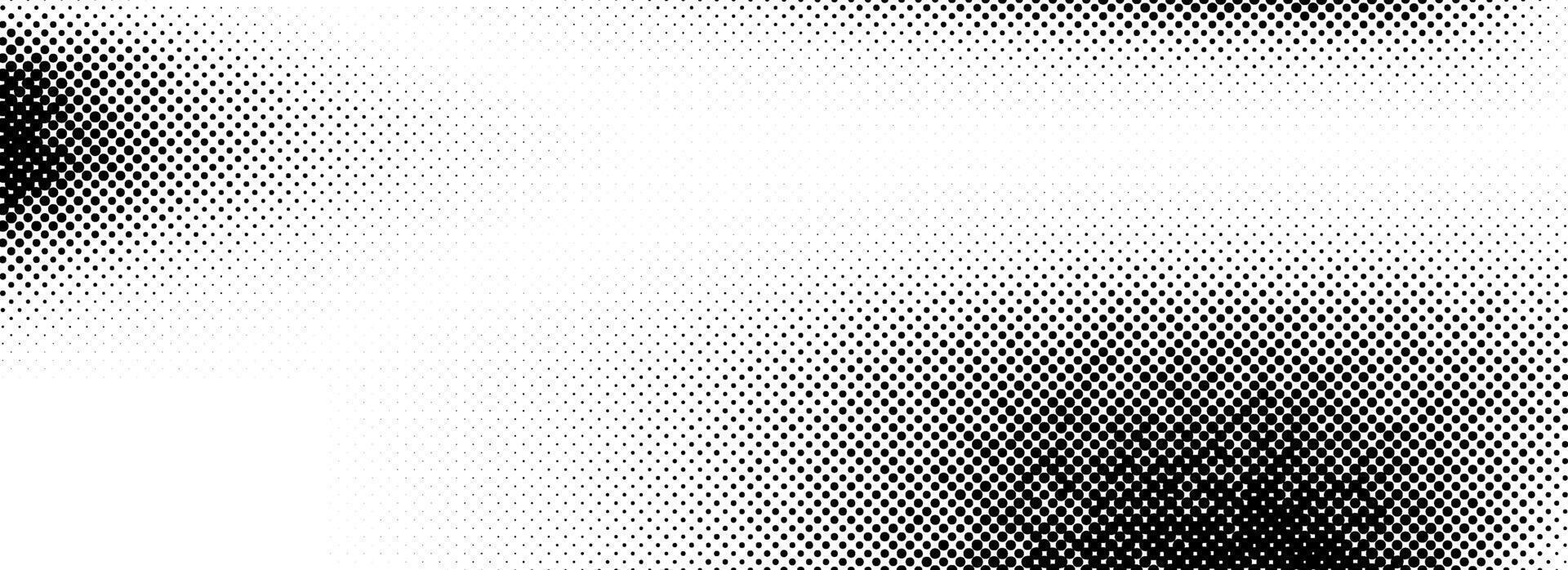 Grunge halftone gradient texture. Black pixelated grange backdrop. Damaged glitched print overlay. Weathered grit noise background. Fade gritty sand wallpaper. Smudge halftone texture vector