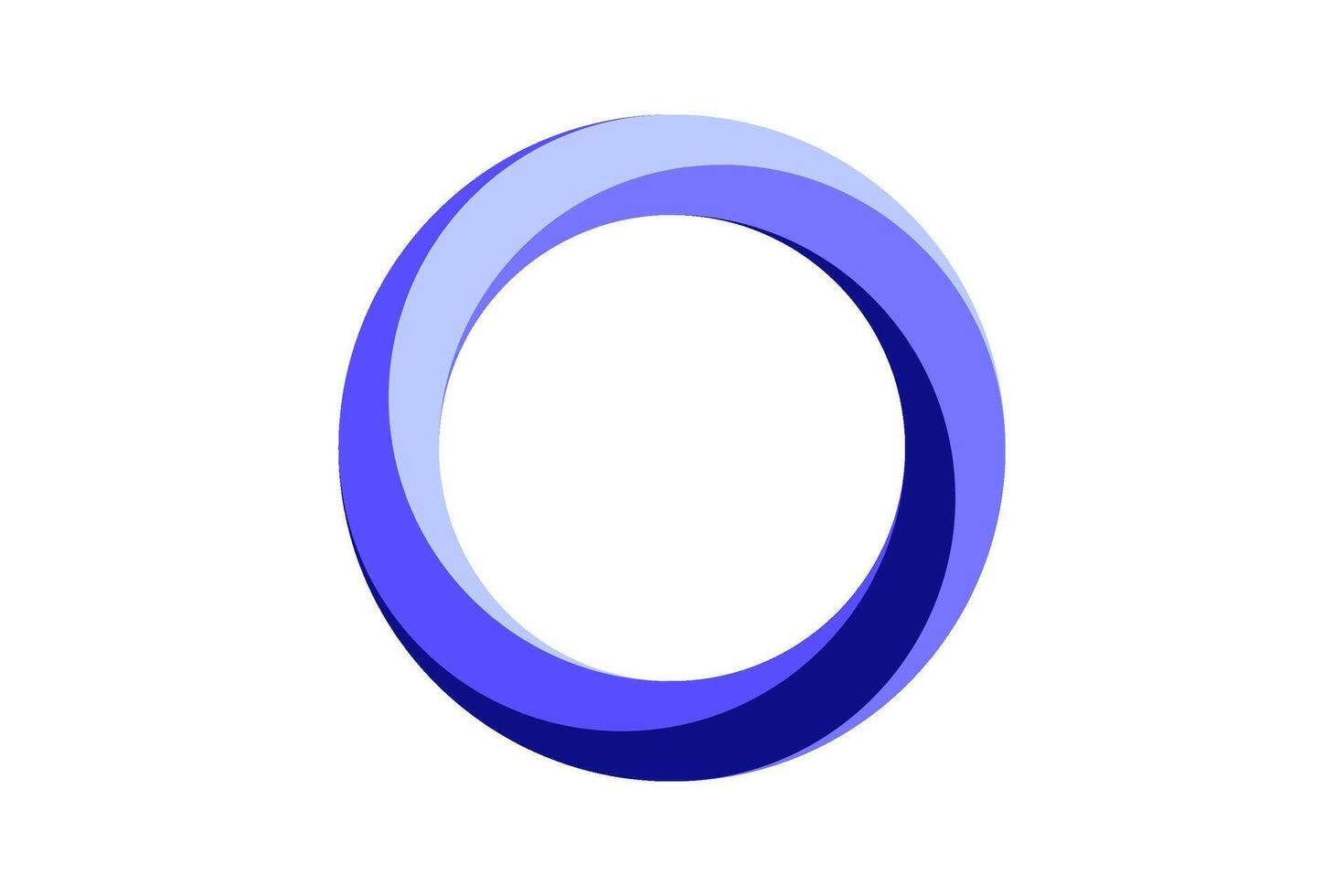 Impossible circle shape. Purple blue optical line symbol. Twisted mobius strip. Infinite loop object. Abstract unreal geometric form. Solid puzzle design element for logo, icon, label, tag. vector