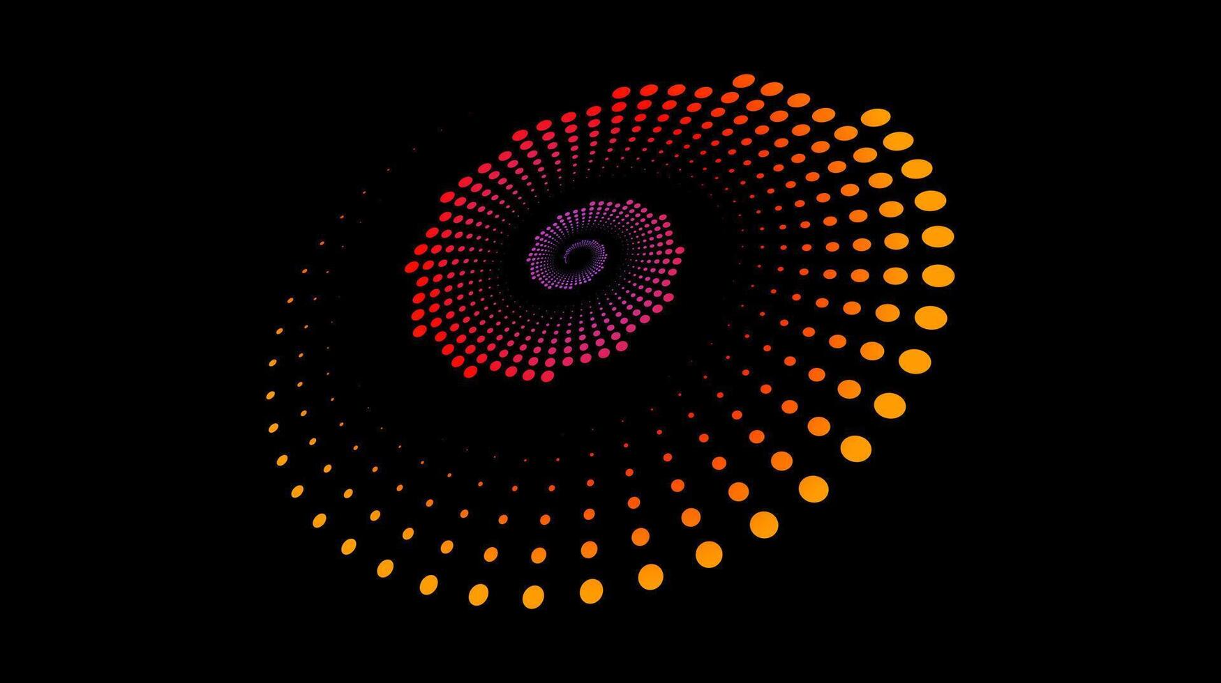 Halftone speed spiral. Red orange dynamic dotted lines in perspective. Radial swirl element for logo, print, poster, template, icon, banner, presentation. Round technology illustration. vector