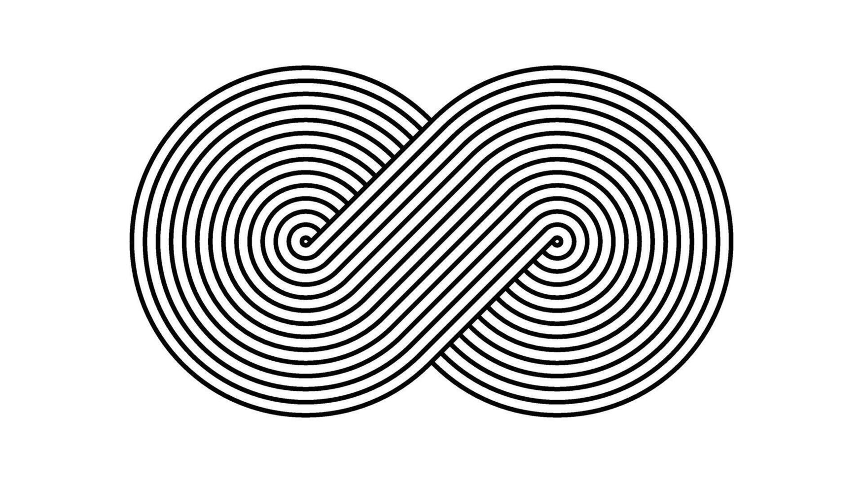Infinity line sign. Mobius eternal symbol. Stylized moebius endless shape. Black design illustration for logo, sign, poster, banner, wallpaper, background, cover, print. vector