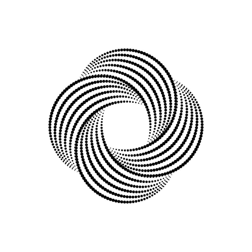 Impossible symbol. Rounded dotted shape. Infinite knot sign. Overlapping thin lines form. Optical illusion art. Design element for logo, icon, print, cover, tag, emblem. Abstract illustration vector