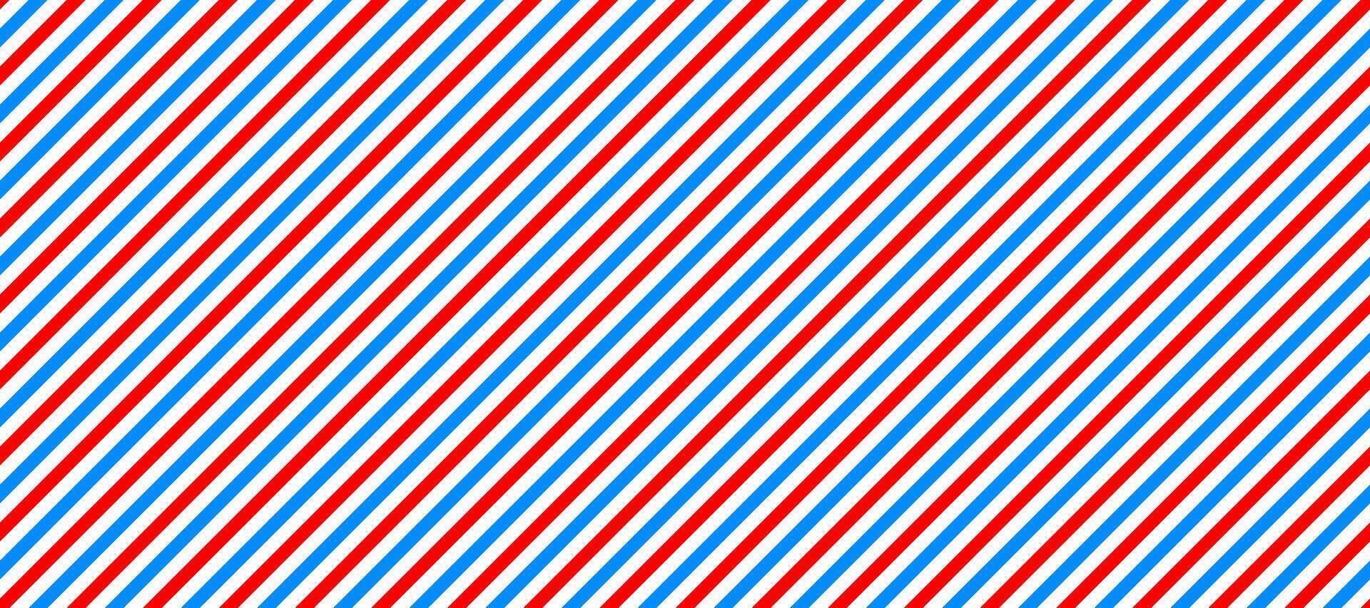 Barber shop pole background. Abstract diagonal line seamless pattern. Striped repeated wallpaper. Red, white and blue repeating texture. Wrapping paper backdrop. decor vector