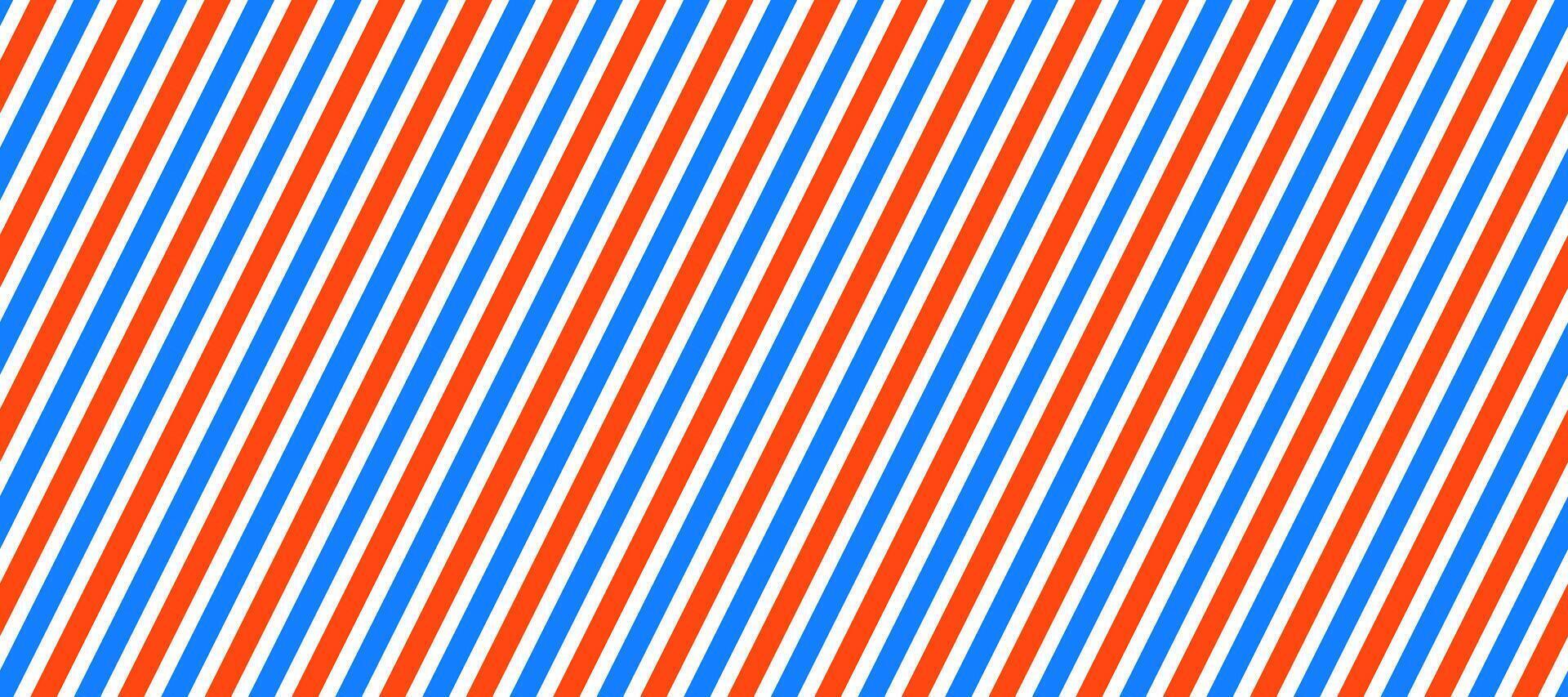 Barber shop pole background. Abstract diagonal line seamless pattern. Striped repeating wallpaper. Red, white and blue repeating texture. Wrapping paper backdrop. vector