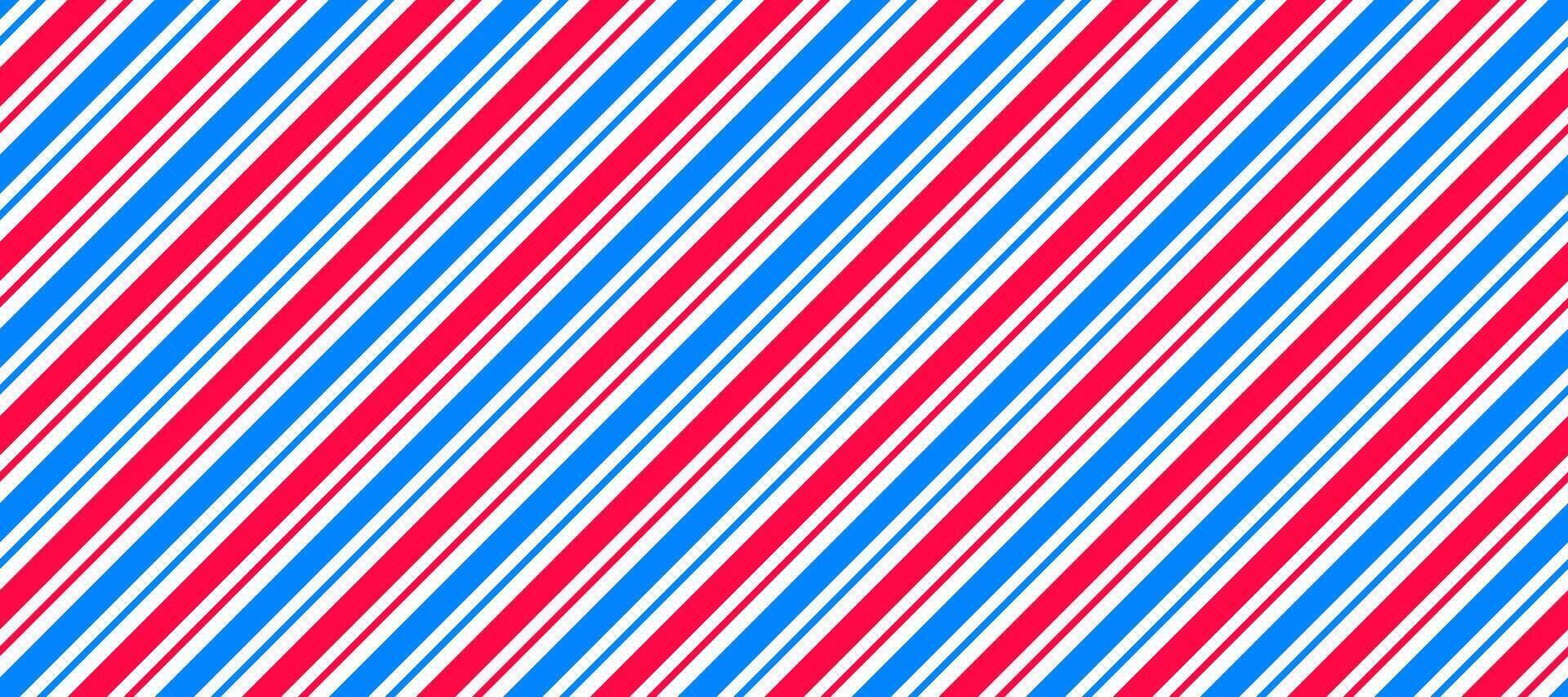 Barber shop pole pattern. Abstract diagonal line seamless background. Slanted stripes repeating wallpaper. Red, white and blue repeated texture. Wrapping paper backdrop and illustration vector