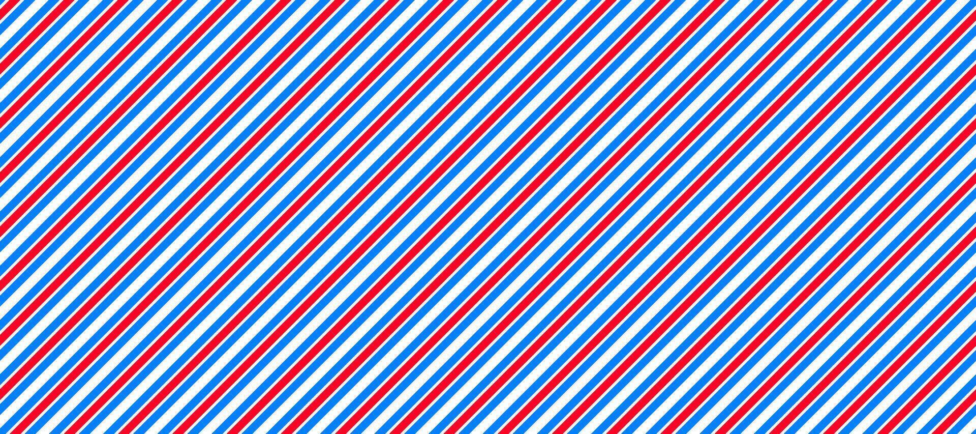 Barber shop pole pattern. Abstract diagonal line seamless background. Striped repeating wallpaper. Red, white and blue repeated texture. Wrapping paper backdrop and illustration vector