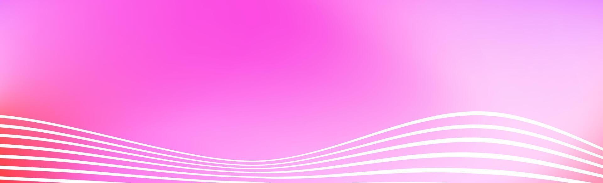 Abstract white wave lines on pink gradient background. Wide banner with curve liquid stripes. Wavy border concept for footer, poster, brochure, website, cover, header, flyer. Footer wallpaper vector