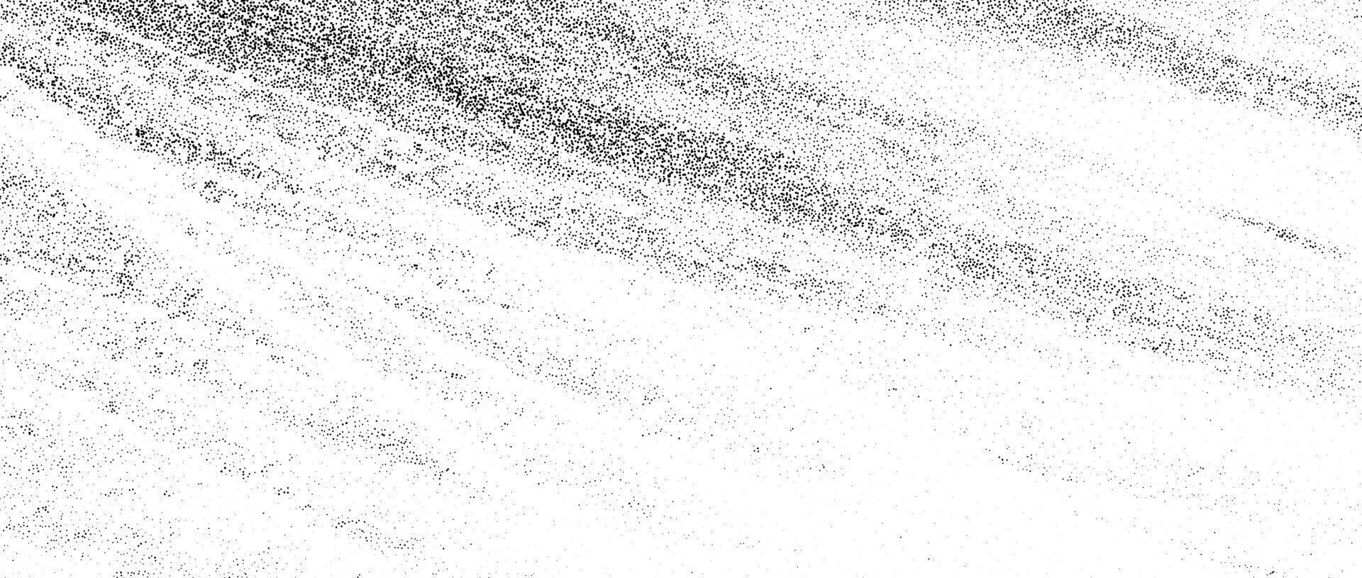 Splattered grunge noise texture. Dirty scattered grain background. Dotted halftone textured overlay. Sand dust grit distressed wallpaper. Black random dot backdrop for poster, banner, print. vector