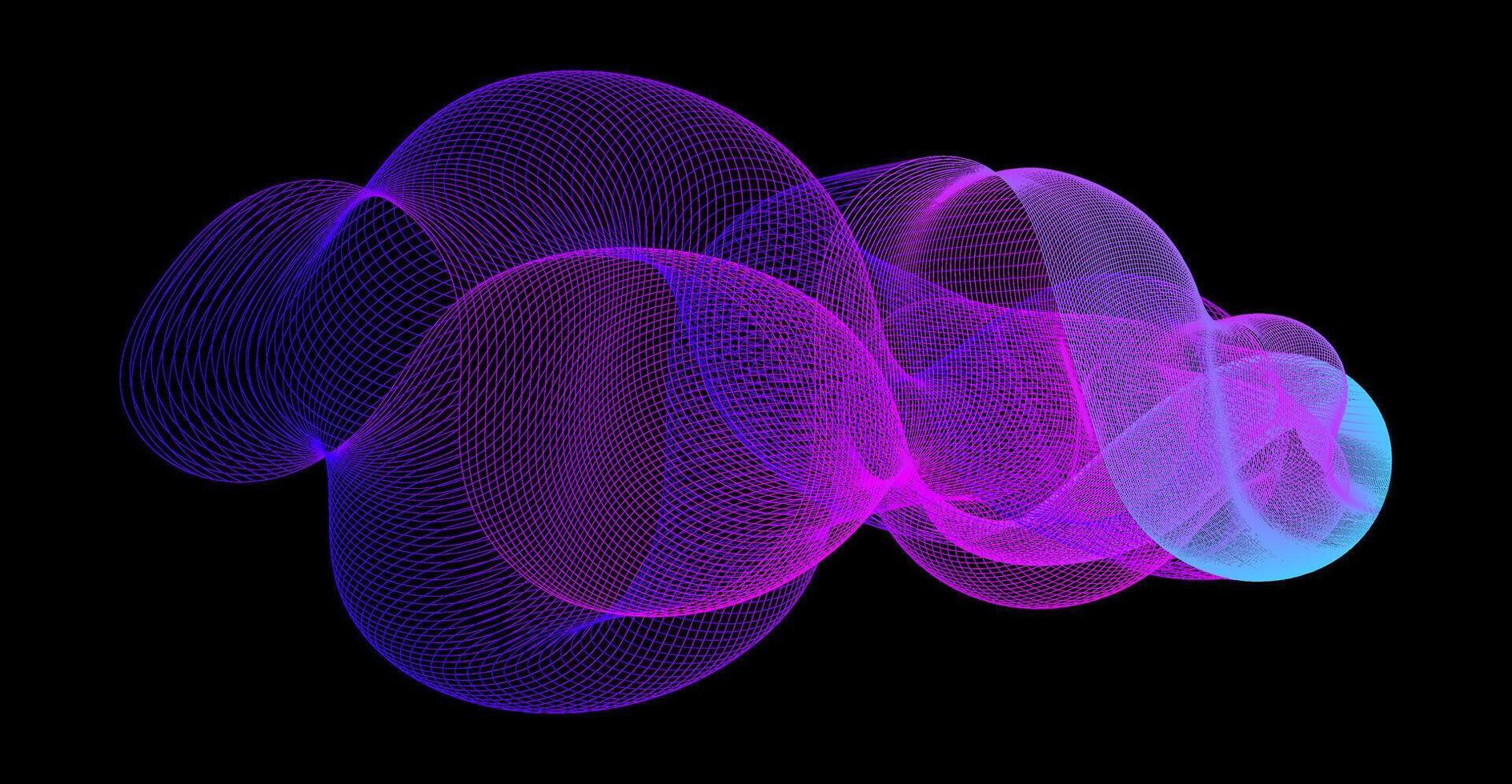 Gradient wave line blend form. Abstract blue purple flowing lines design element. Dynamic neon line smoky shape. Sound waves or ai illustration concept. Organic curved pattern background vector