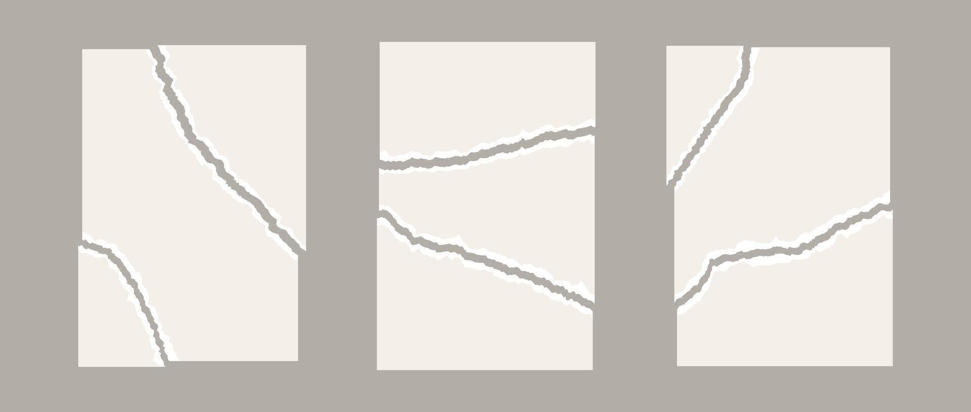 Set of torn paper pages. Collection of craft beige jagged paper sheets. Ripped shapes pack for poster, banner, collage, note, text box, sticker, collage, sticker. Rip paper illustration bundle vector