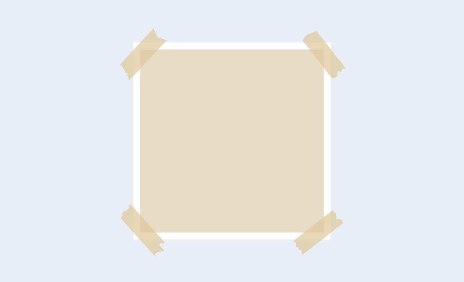 Image frame glued on adhesive tape. Photo template for mockup, poster design, banner, flyer, brochure, mood board, photo album. Empty square paper note piece. Blank memo vector