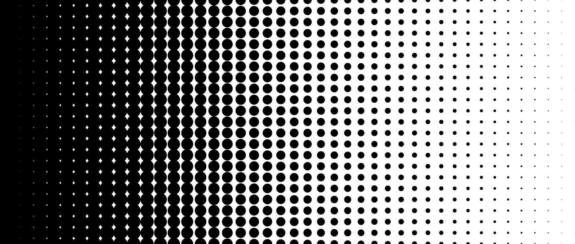 Dotted halftone gradient texture. Vanishing polka dot background. Repeating dots gradation pattern background. Black fading comic pop art overlay backdrop. Halftone raster effect wallpaper. vector