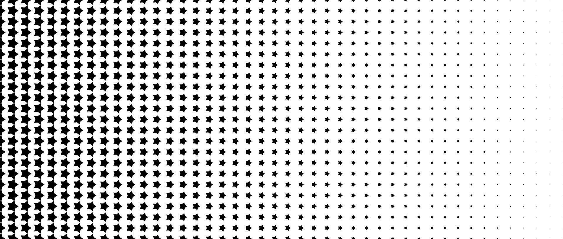 Star halftone gradient texture. Vanishing stars polka dot background. Repeating gradation pattern background. Black fading comic pop art overlay backdrop. Raster effect wallpaper. vector