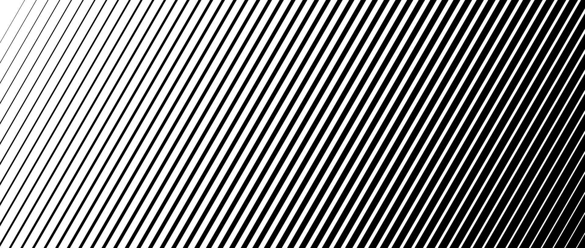 Oblique line halftone gradation texture. Fade diagonal stripe gradient background. Slant pattern backdrop. Black thin to thick stripe vanish backdrop for overlay, print, cover, graphic design. vector