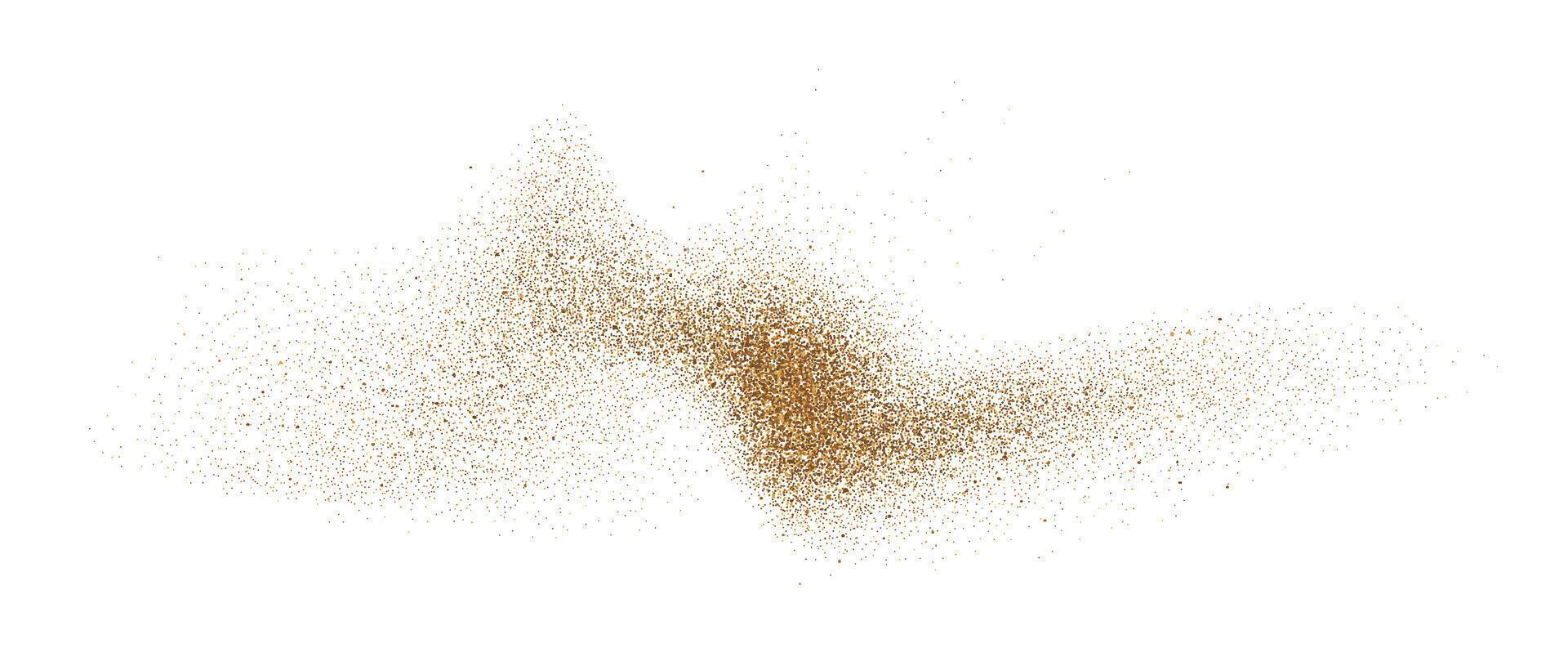 Sand dust powder wave splash. Flowing grit speckles and particles texture. Ground grain scatter element. Gritty explosion wind shape for overlay, poster, banner, brochure, leaflet. vector