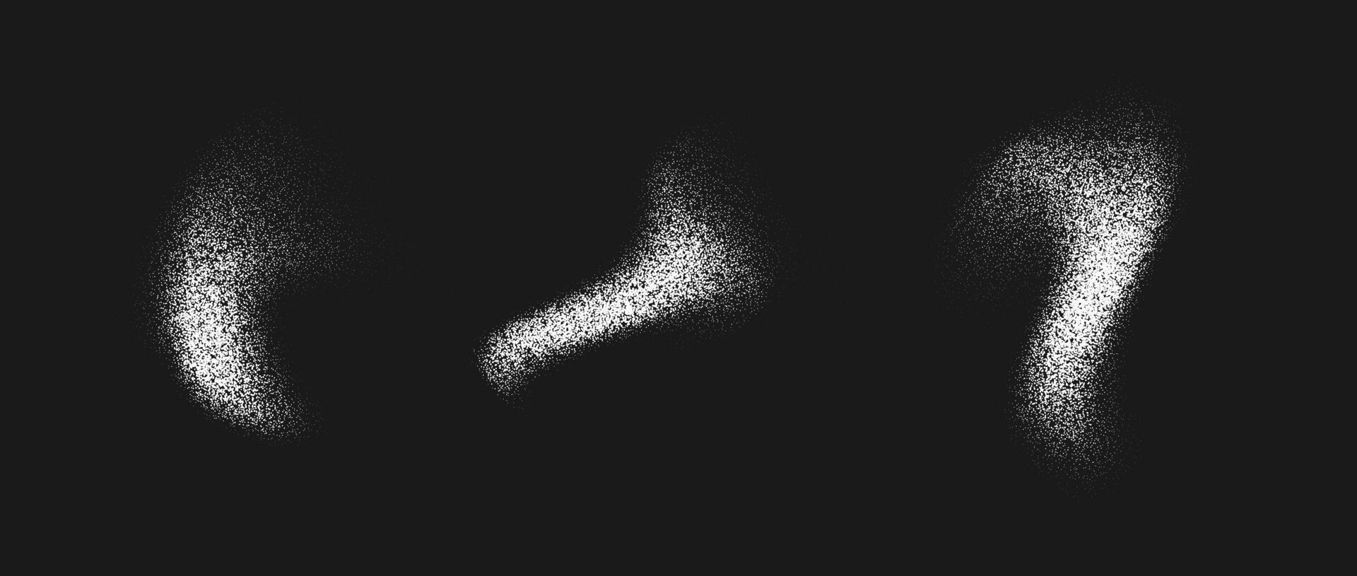 White powder splash set. Salt, sugar or flour splattered granule collection. Snow, dust or sand textured overlay pack. Grunge stipple sprayed powder speckles, dots and pieces. Gritty background vector