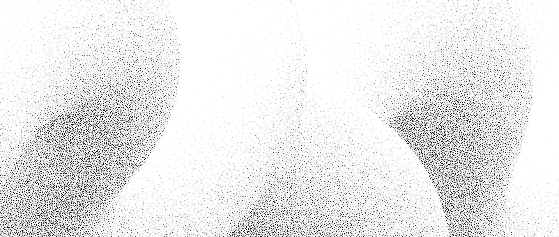 Grunge wavy sand grain background. Stippling curved gradient wave. Gritty noise dotwork wallpaper. Black dots, speckles, particles or granules texture. Abstract fluid grit backdrop overlay vector