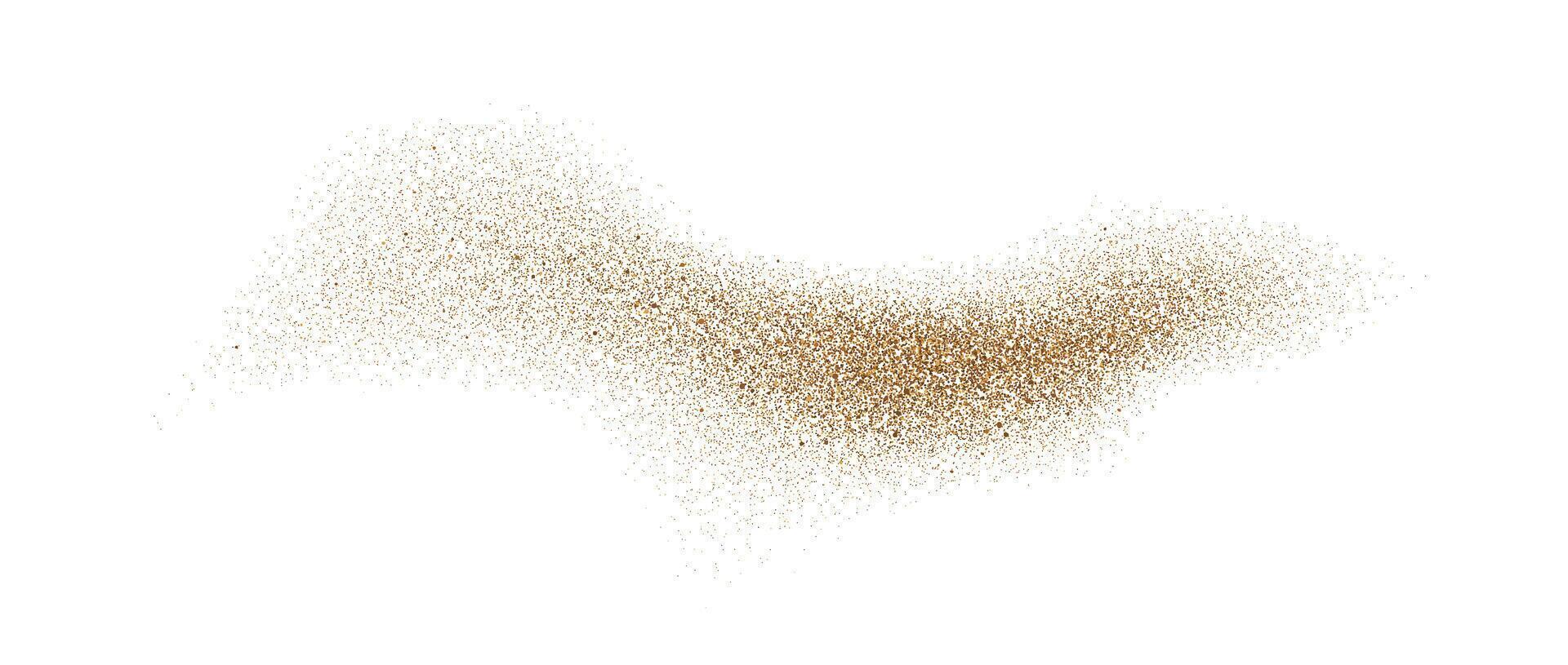Sand powder splash. Flowing dust speckles and particles wave texture. Beige ground grain scatter element Gritty explosion wind shape for overlay, poster, banner, brochure, leaflet. vector