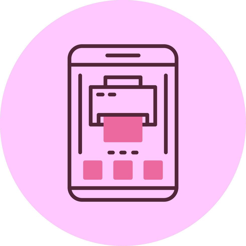 Printer Mobile Interface Minimal Mix Circle Icon vector
