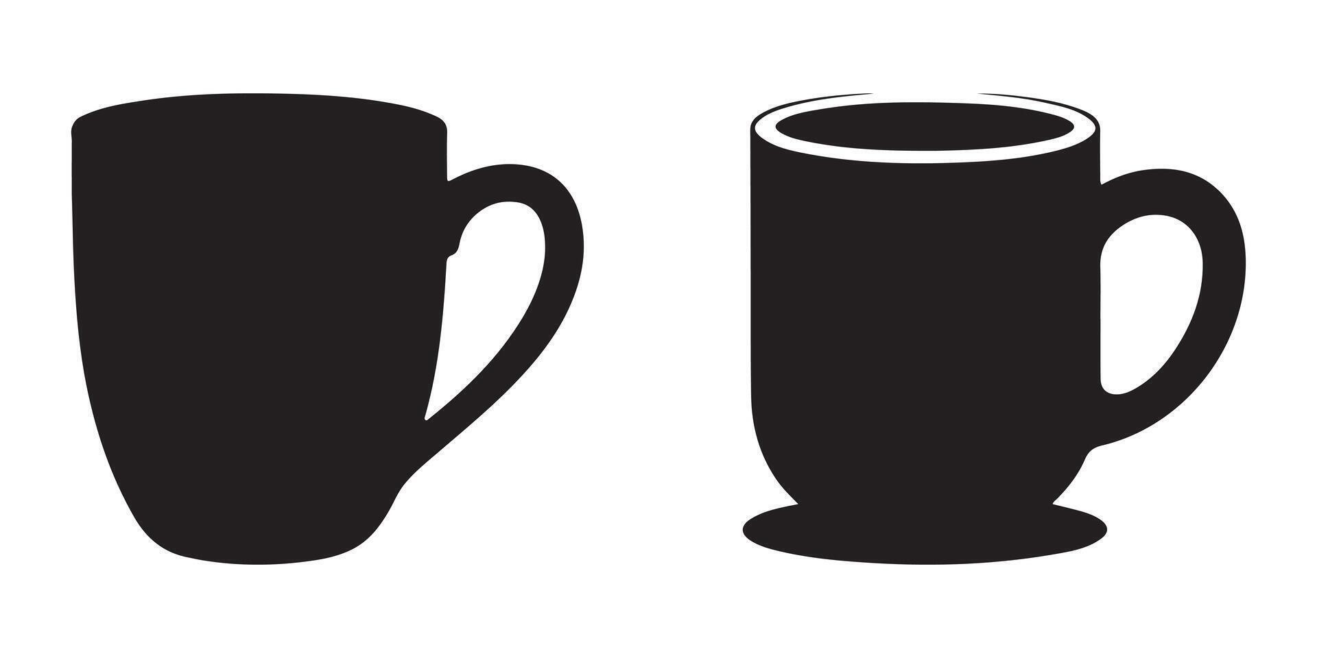 Two Simple Black Coffee Mugs vector