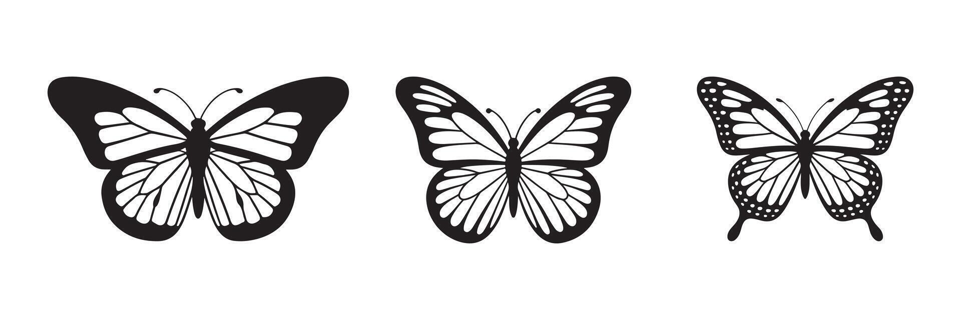Flying butterflies silhouette design black set vector