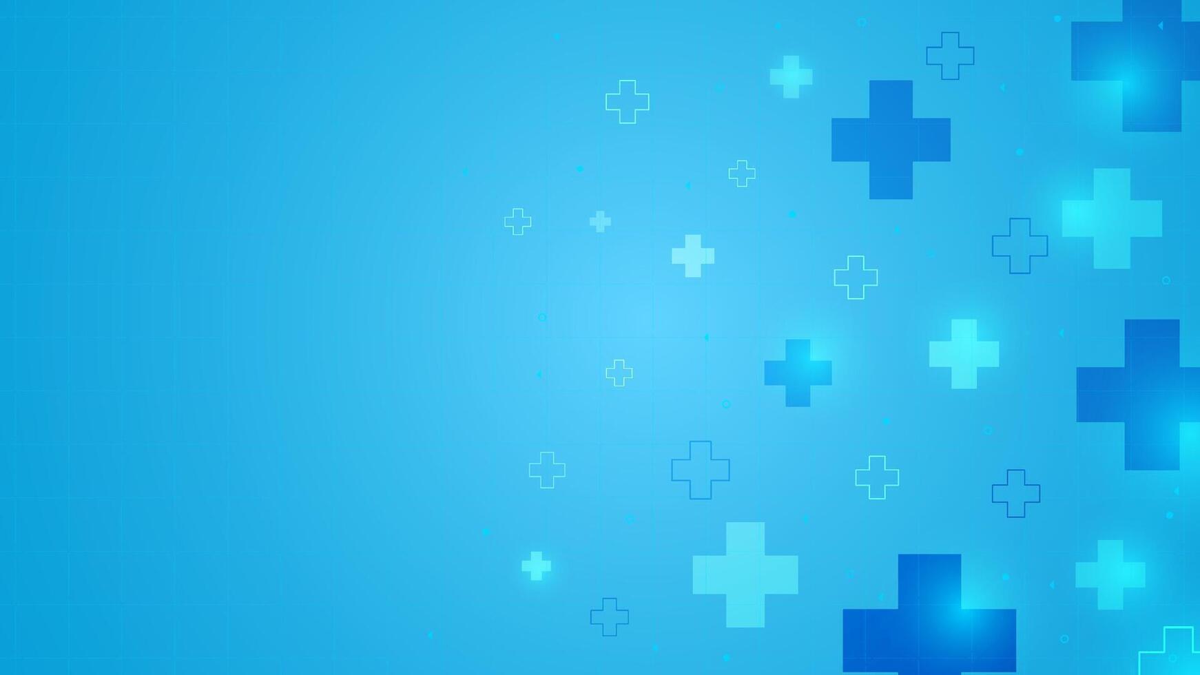 Medical blue cross with health elements in blue background template for health, science, technology or business vector