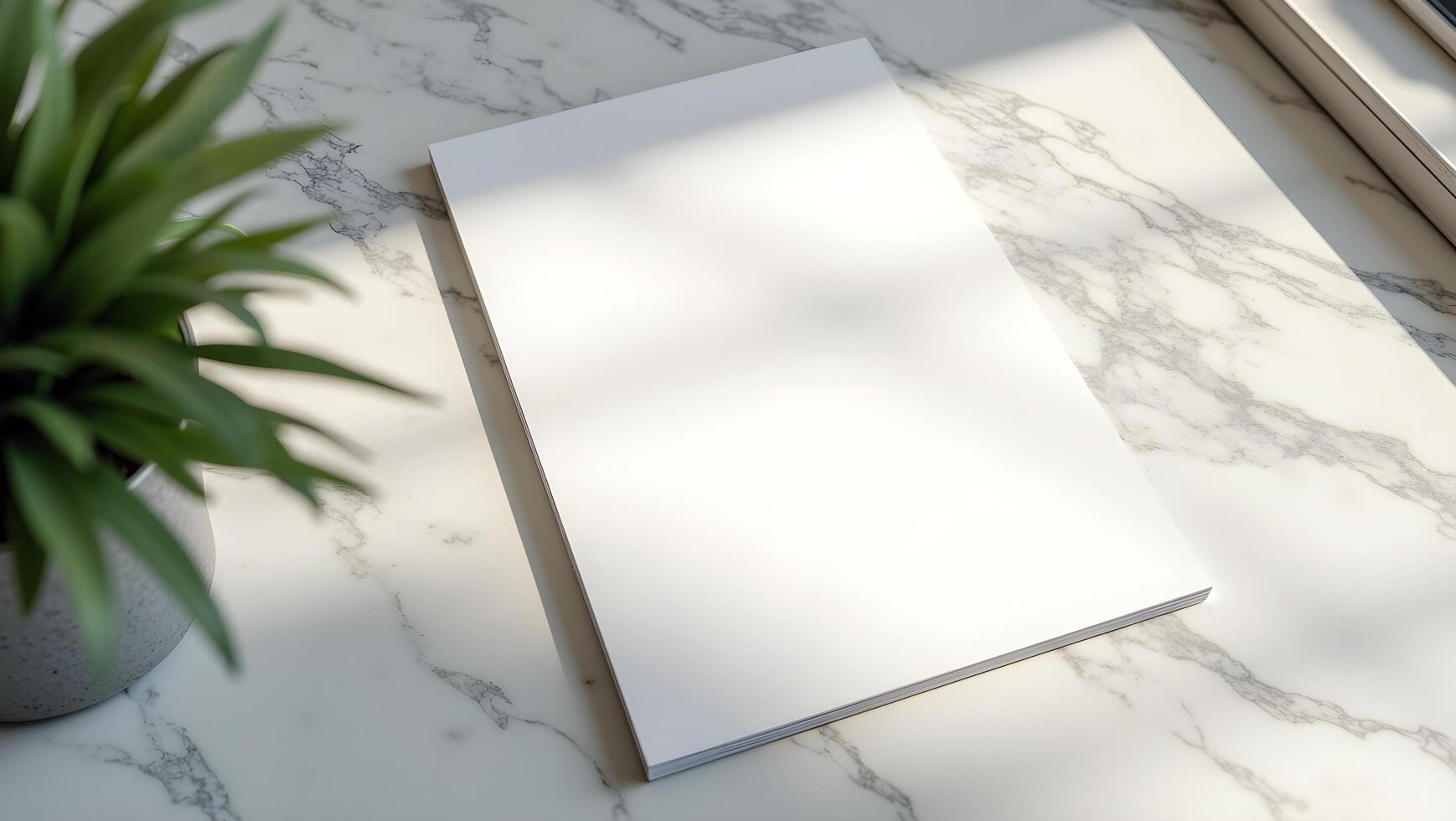 Flyer Mockup on Marble Surface with Soft Natural Lighting photo