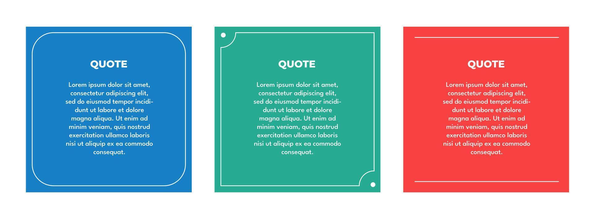 Social media post template design quotes, blank speech bubbles, text boxes vector