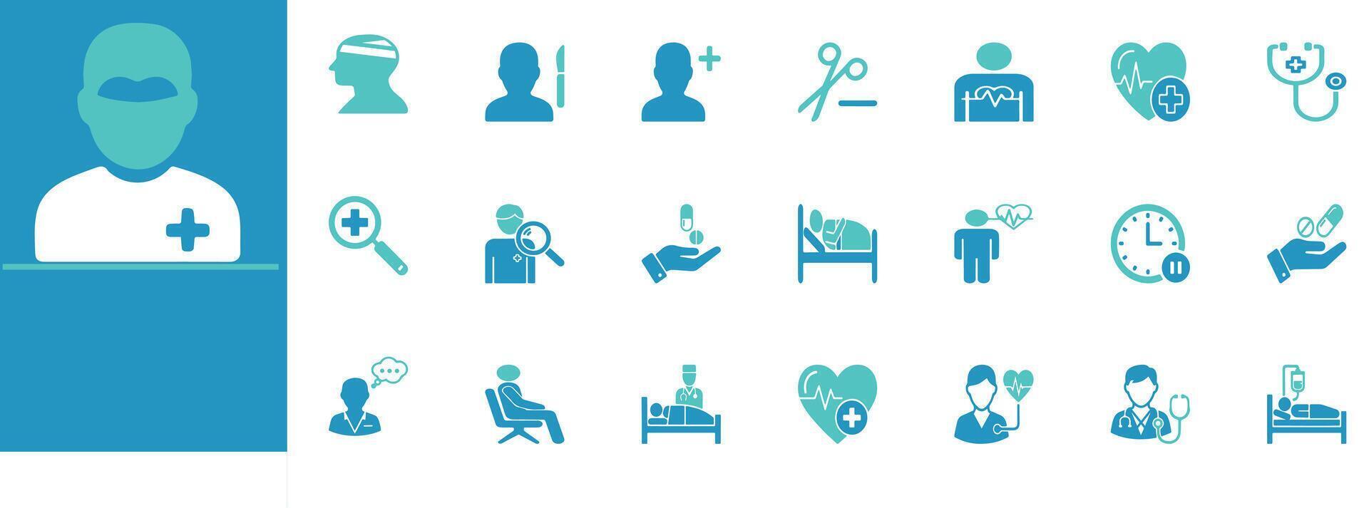 Editable patient icons for medical, clinic, and healthcare use vector