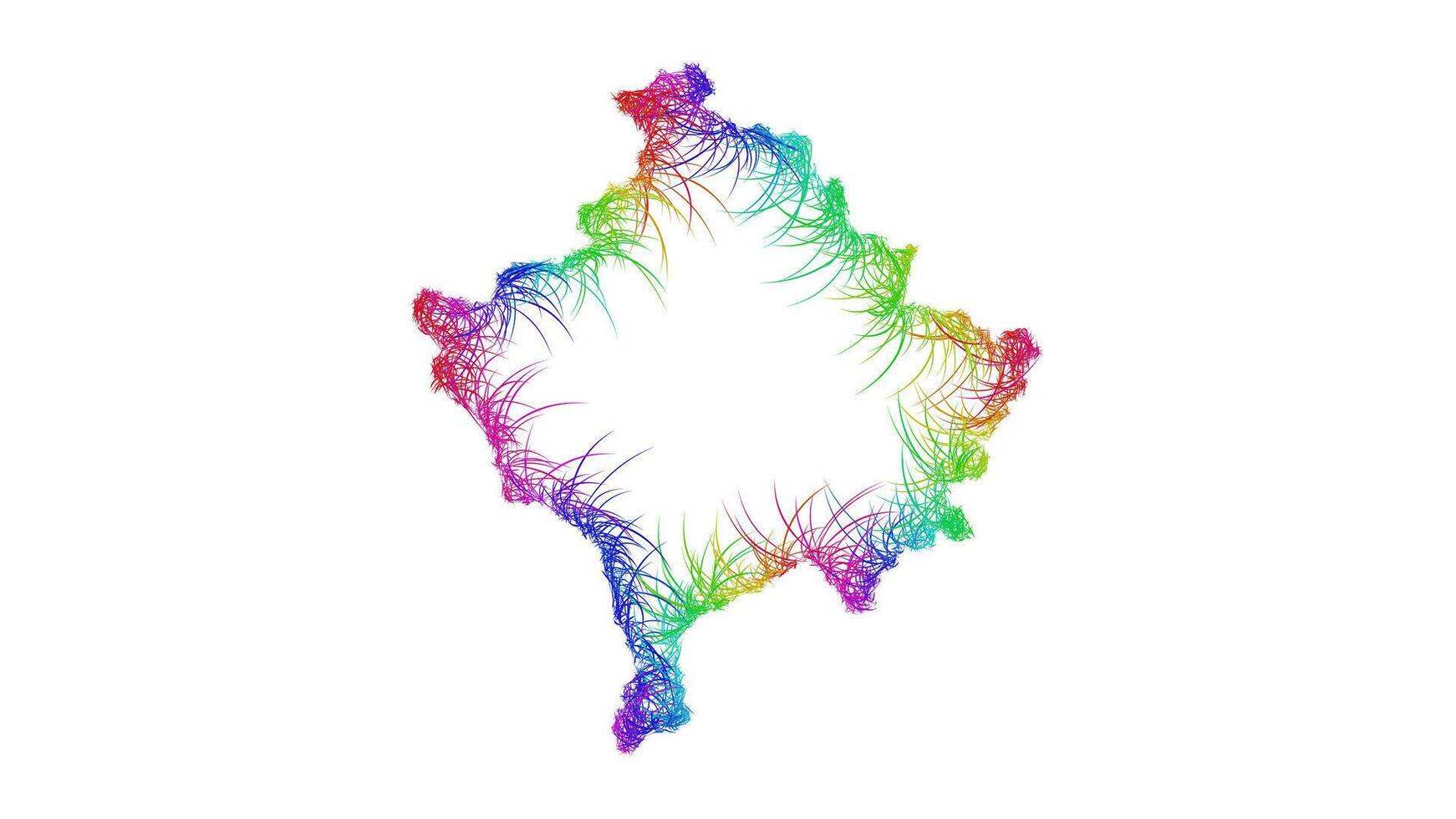 Rainbow sketch outline map of Kosovo vector