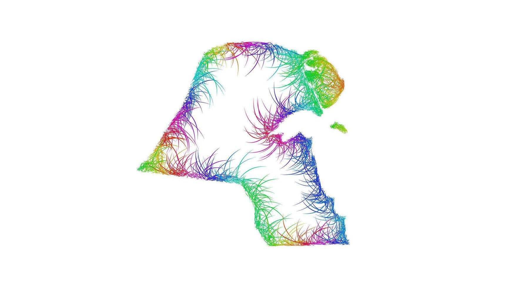 Rainbow sketch outline map of Kuwait vector