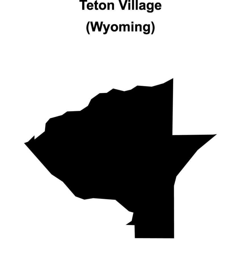 Teton Village, Wyoming blank outline map vector